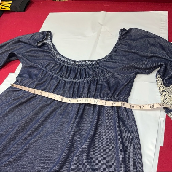 Uncle Frank BLUE DRESS MED BOHO Anthropologie white Crochet Knit Wide Neck 75203 - Picture 9 of 16